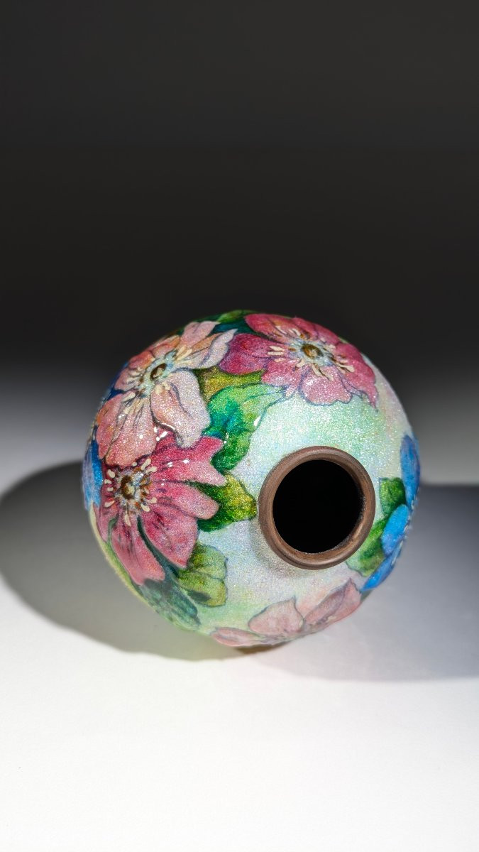 Camille Fauré Vase Émaux de Limoges 1920 Art Déco-photo-2