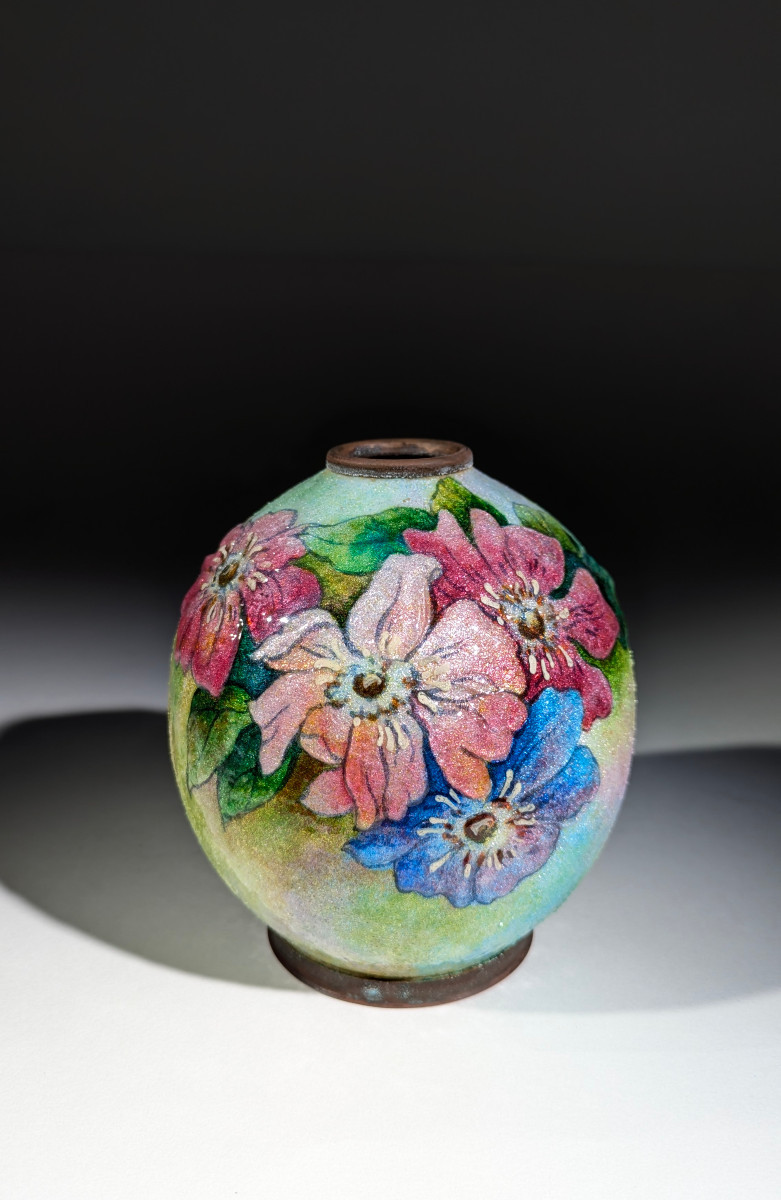 Camille Fauré Vase Émaux de Limoges 1920 Art Déco