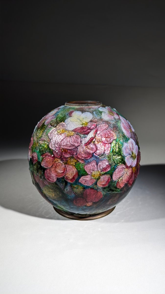 Camille Fauré Vase Enamels Limoges 1920 Art Deco (2)-photo-2