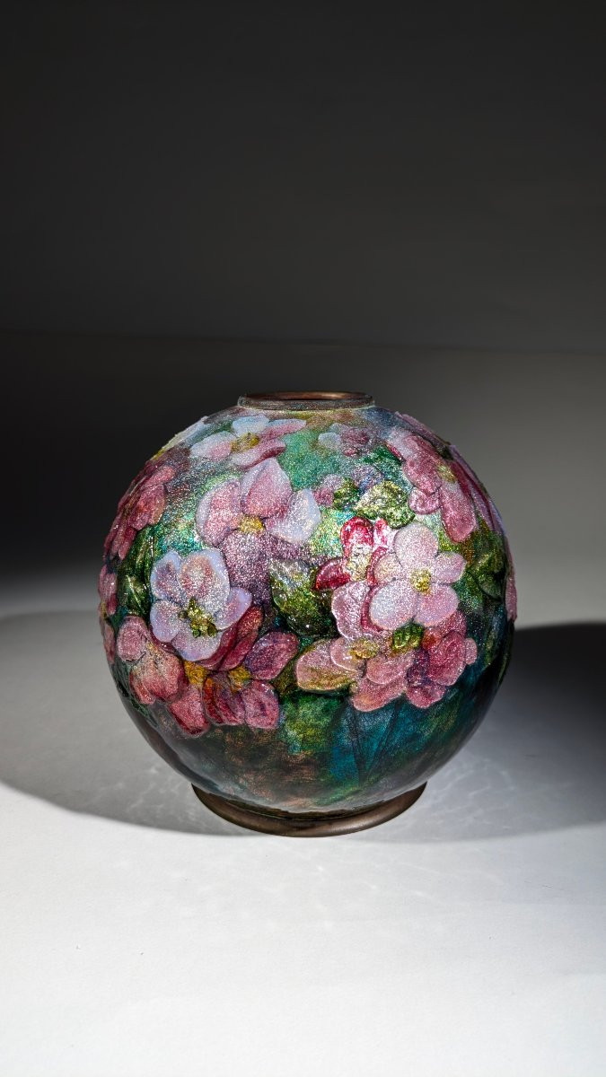 Camille Fauré Vase Enamels Limoges 1920 Art Deco (2)-photo-3