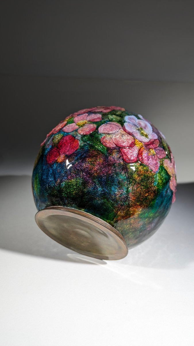 Camille Fauré Vase Enamels Limoges 1920 Art Deco (2)-photo-4