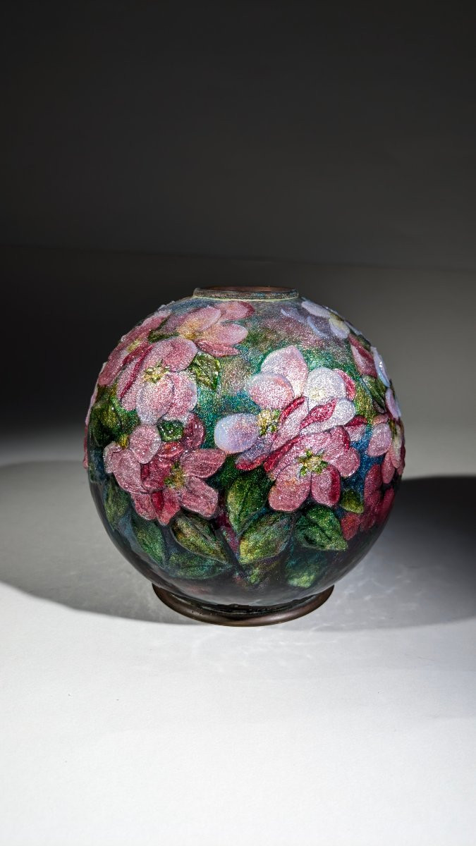 Camille Fauré Vase Enamels Limoges 1920 Art Deco (2)-photo-3