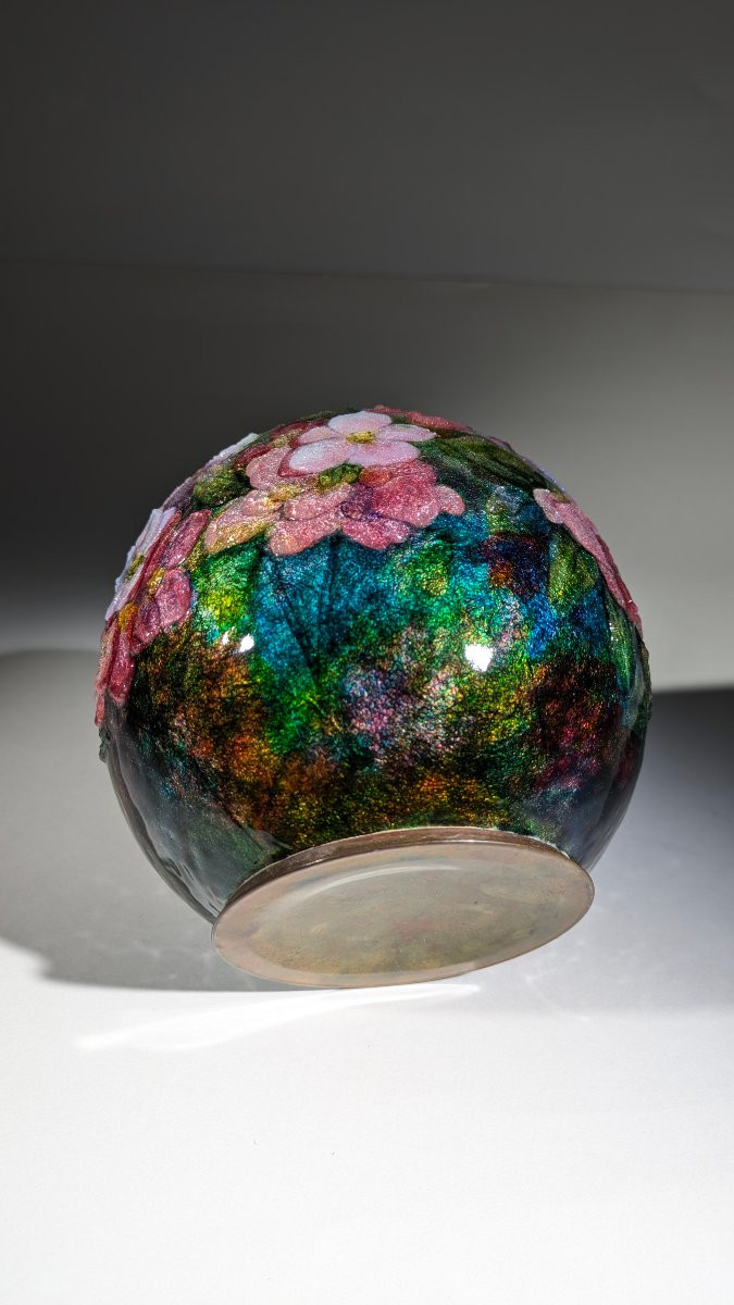 Camille Fauré Vase Enamels Limoges 1920 Art Deco (2)-photo-4