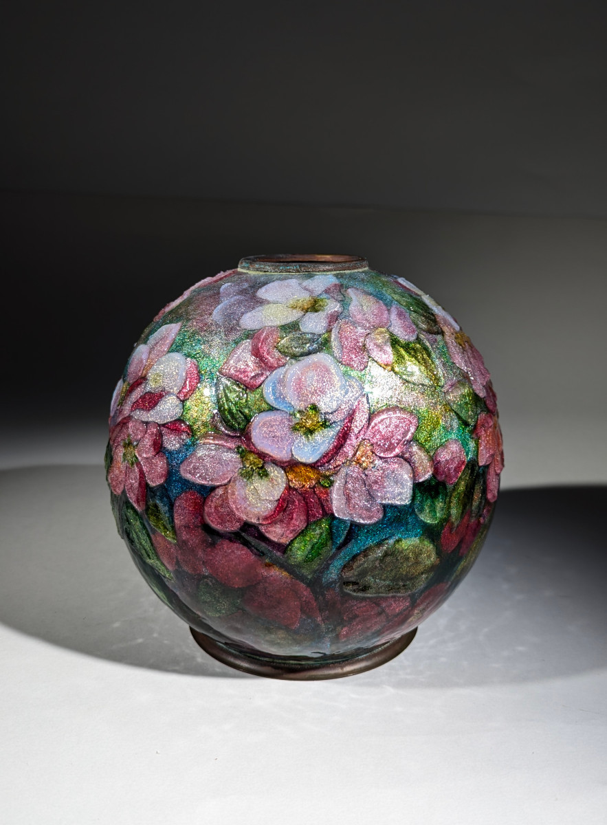 Camille Fauré Vase Enamels Limoges 1920 Art Deco (2)