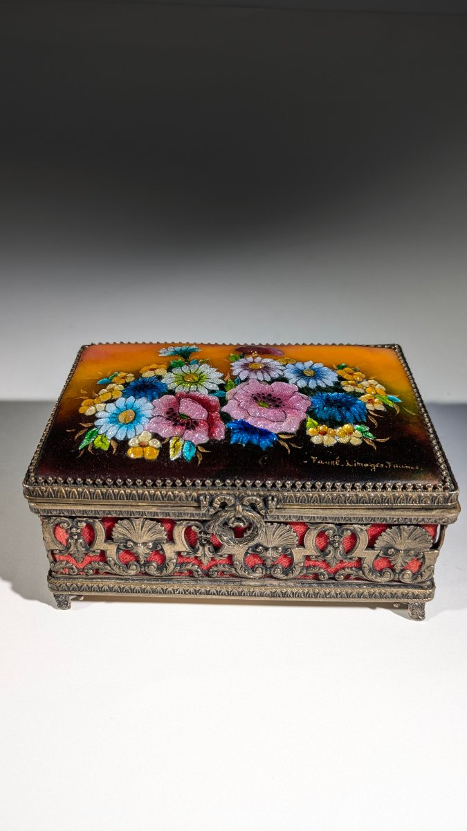 Camille Fauré coffret Émaux Limoges 1920 Art déco-photo-1