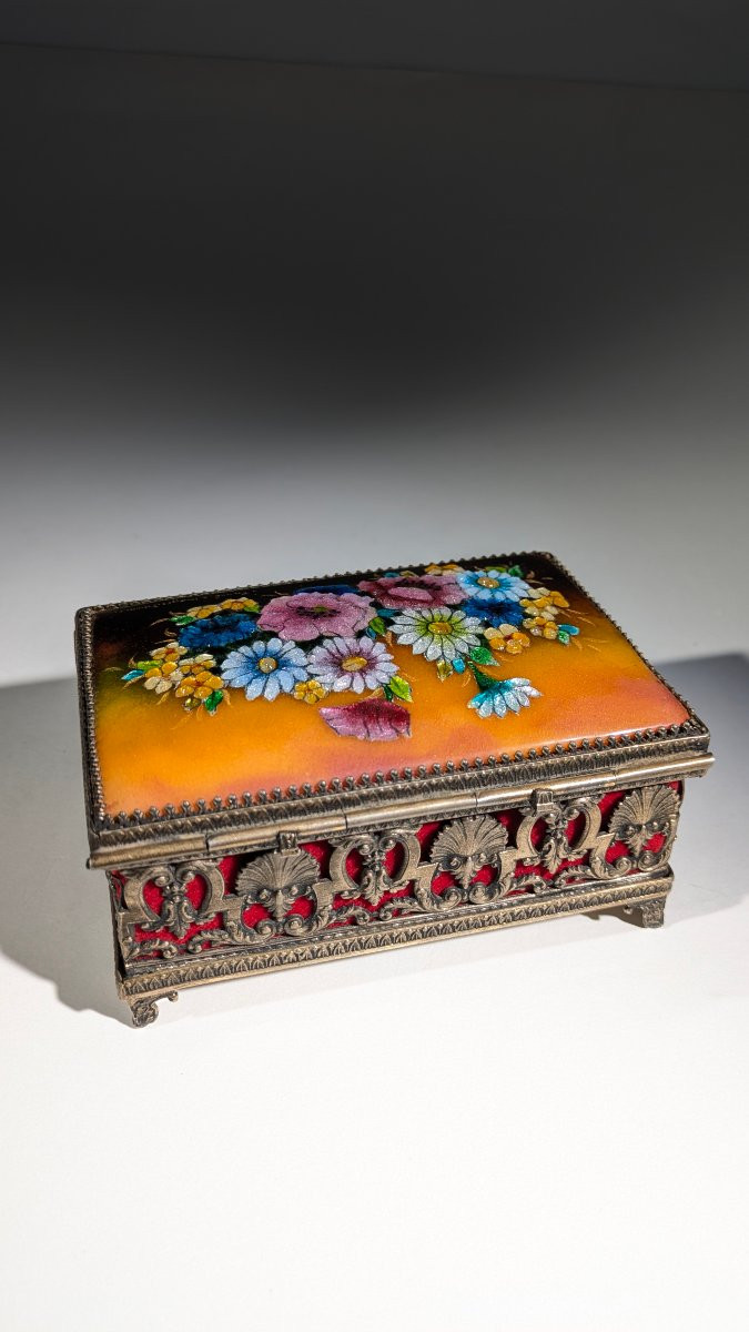 Camille Fauré coffret Émaux Limoges 1920 Art déco-photo-2