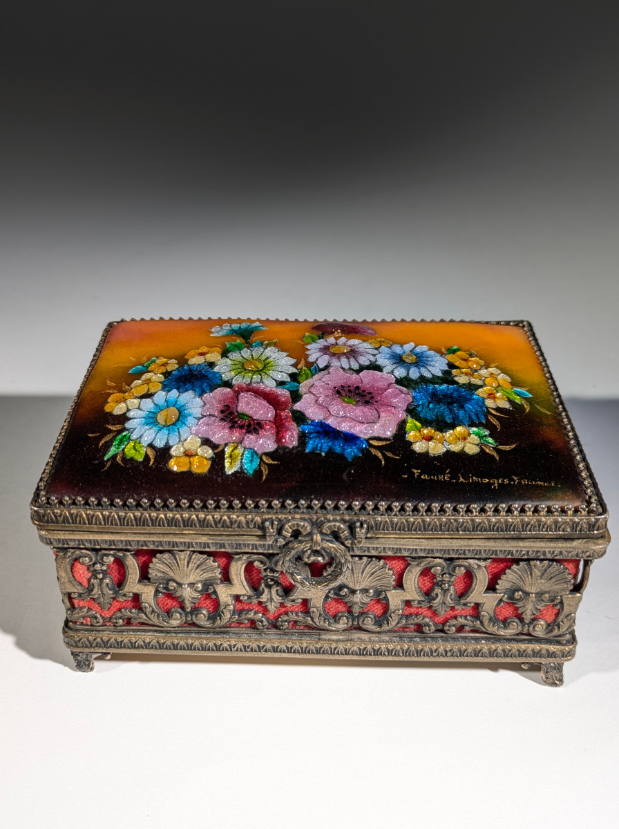 Camille Fauré coffret Émaux Limoges 1920 Art déco