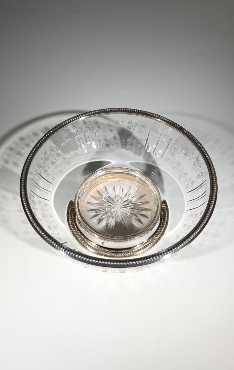 Baccarart Coupe en Cristal ciselée Argent Massif XIX