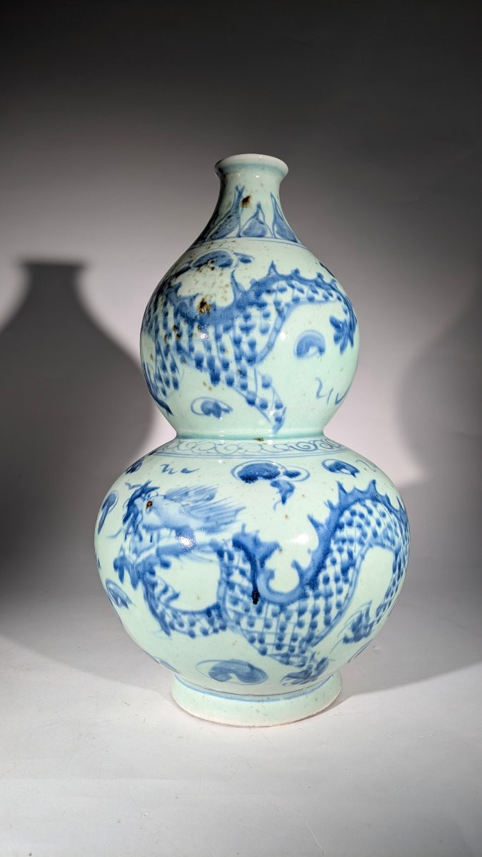 Vase Celadon Chine Qianlong Double gourde Porcelaine-photo-3