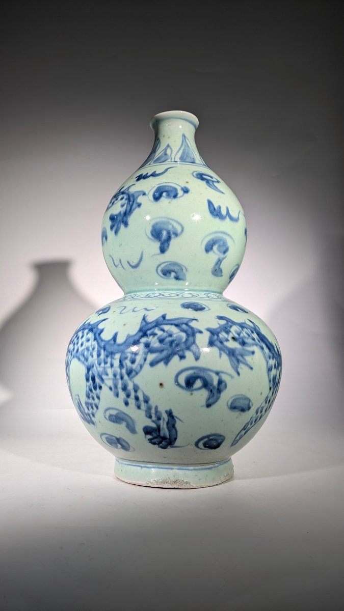 Vase Celadon Chine Qianlong Double gourde Porcelaine-photo-4