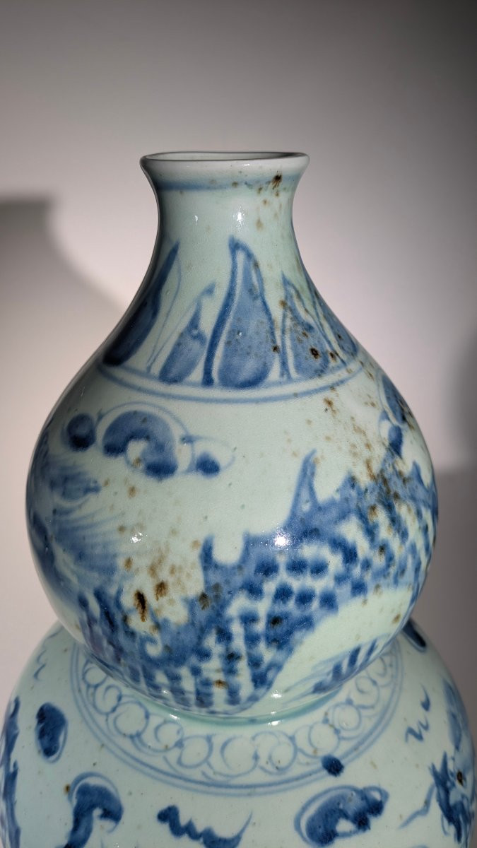 Vase Celadon Chine Qianlong Double gourde Porcelaine-photo-2