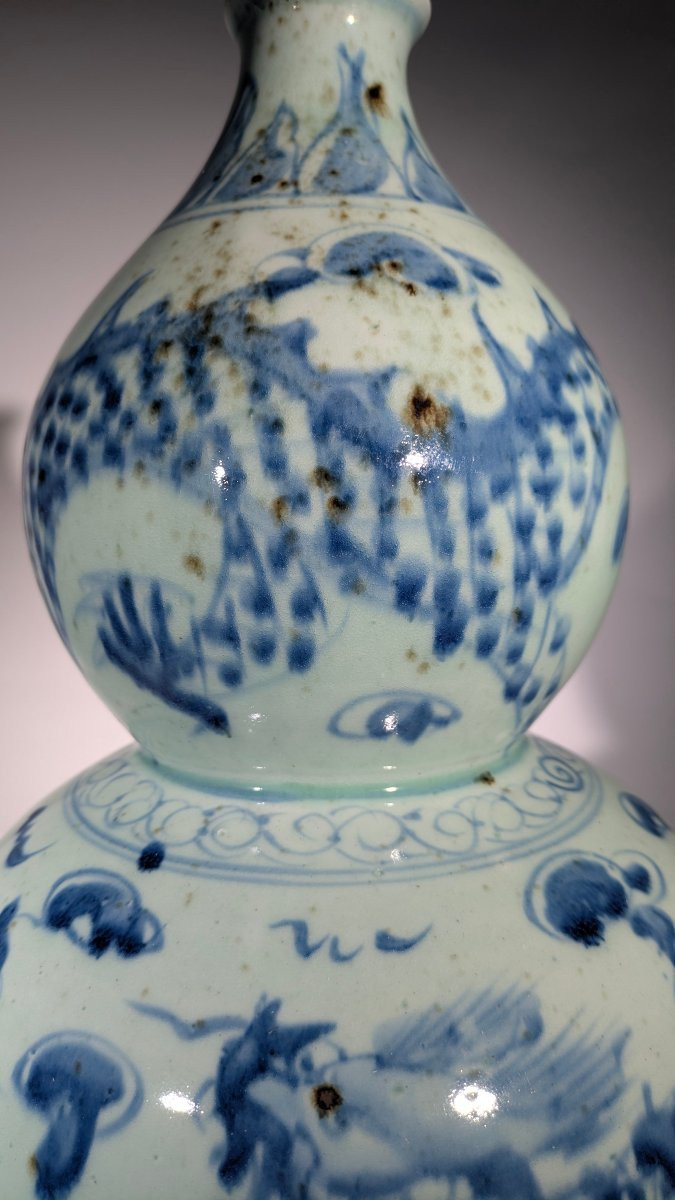 Vase Celadon Chine Qianlong Double gourde Porcelaine-photo-4