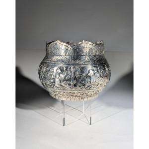 Indo-english Tabeik Offering Bowl, 19th Century Silver
