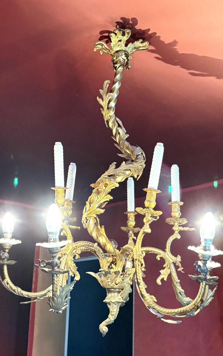 19th Century Bronze Chandelier 