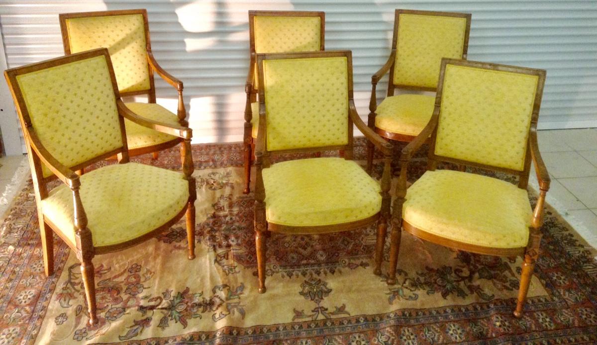 Serie De 6 Fauteuils Époque Directoire
