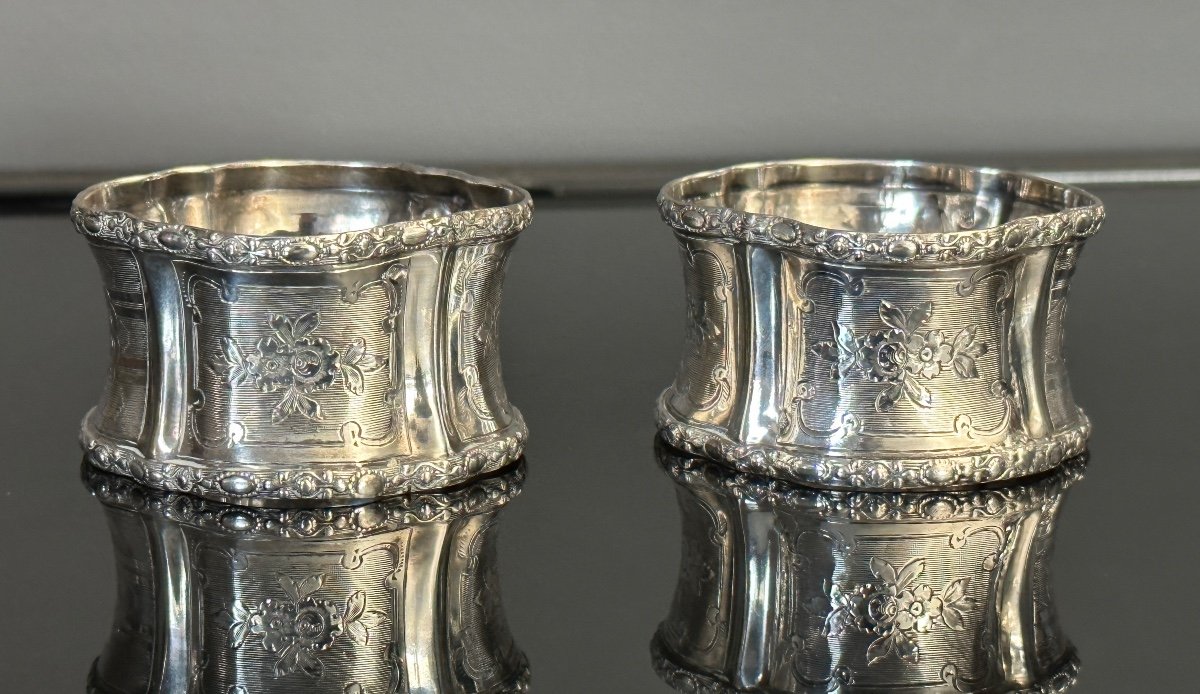 Lanos, Pair Of Napkin Rings Sterling Silver Minerva Epoque XIX-photo-2