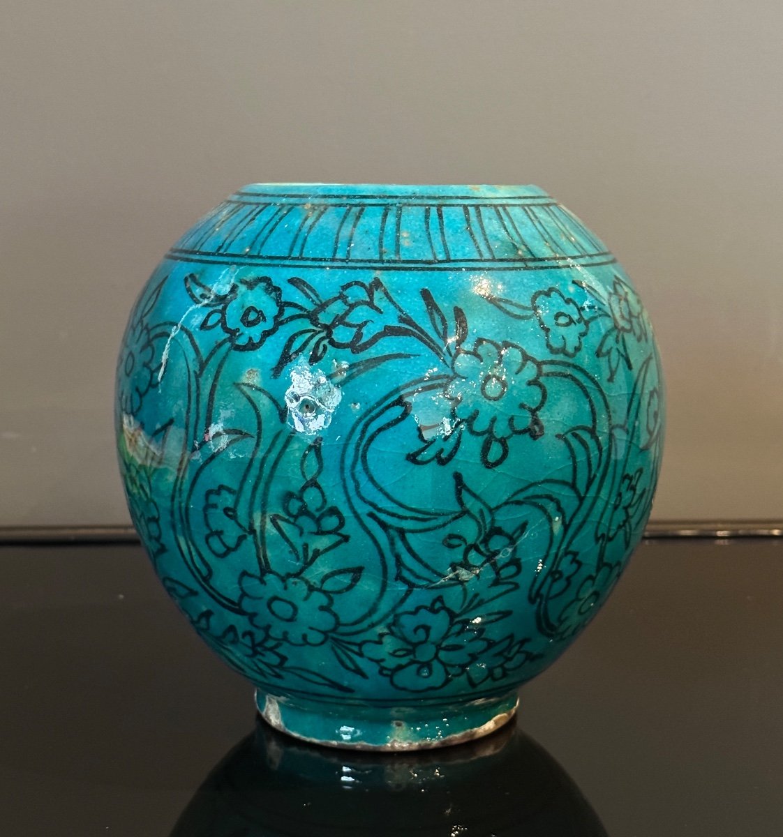 Moyen Orient, Vase Ceramique Emaille Epoque Fin XIXeme