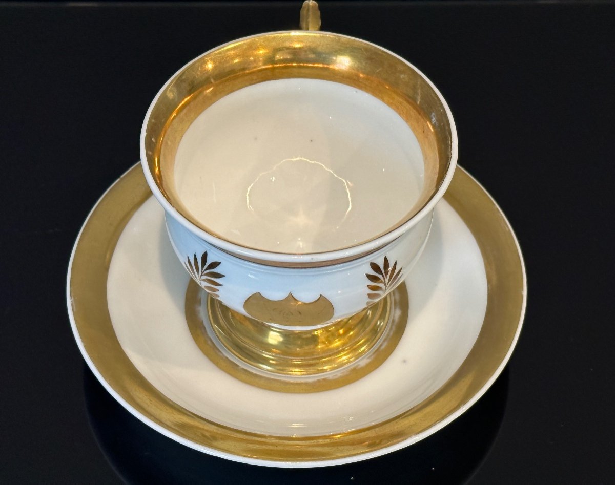 Chocolate Cup And Saucer Paris Porcelain Empire Period-photo-2