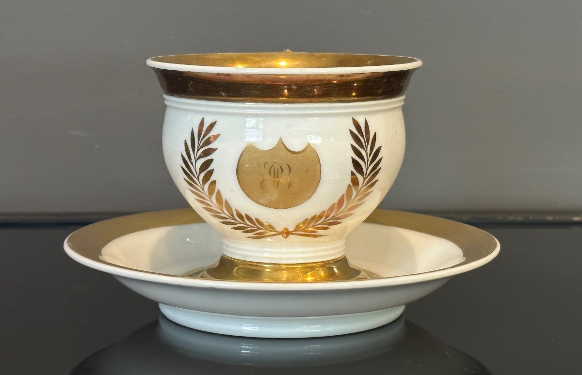 Chocolate Cup And Saucer Paris Porcelain Empire Period