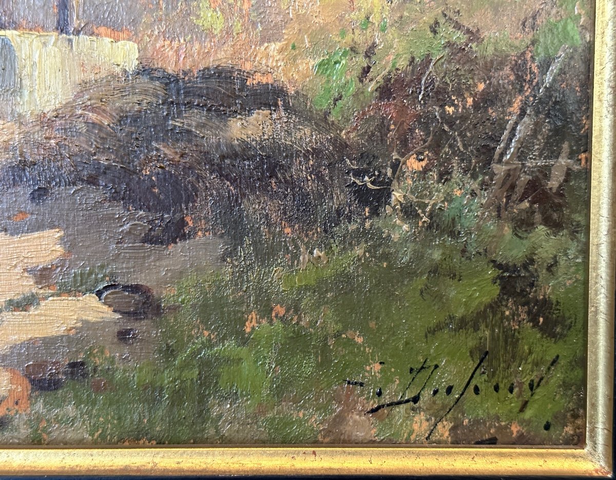 Eugene Galien-laloue, Oil On Panel Animated Landscape (1854-1941)-photo-4