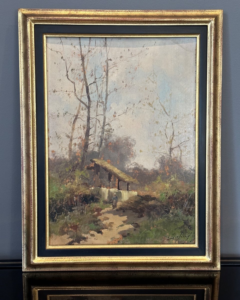 Eugene Galien-laloue, Oil On Panel Animated Landscape (1854-1941)