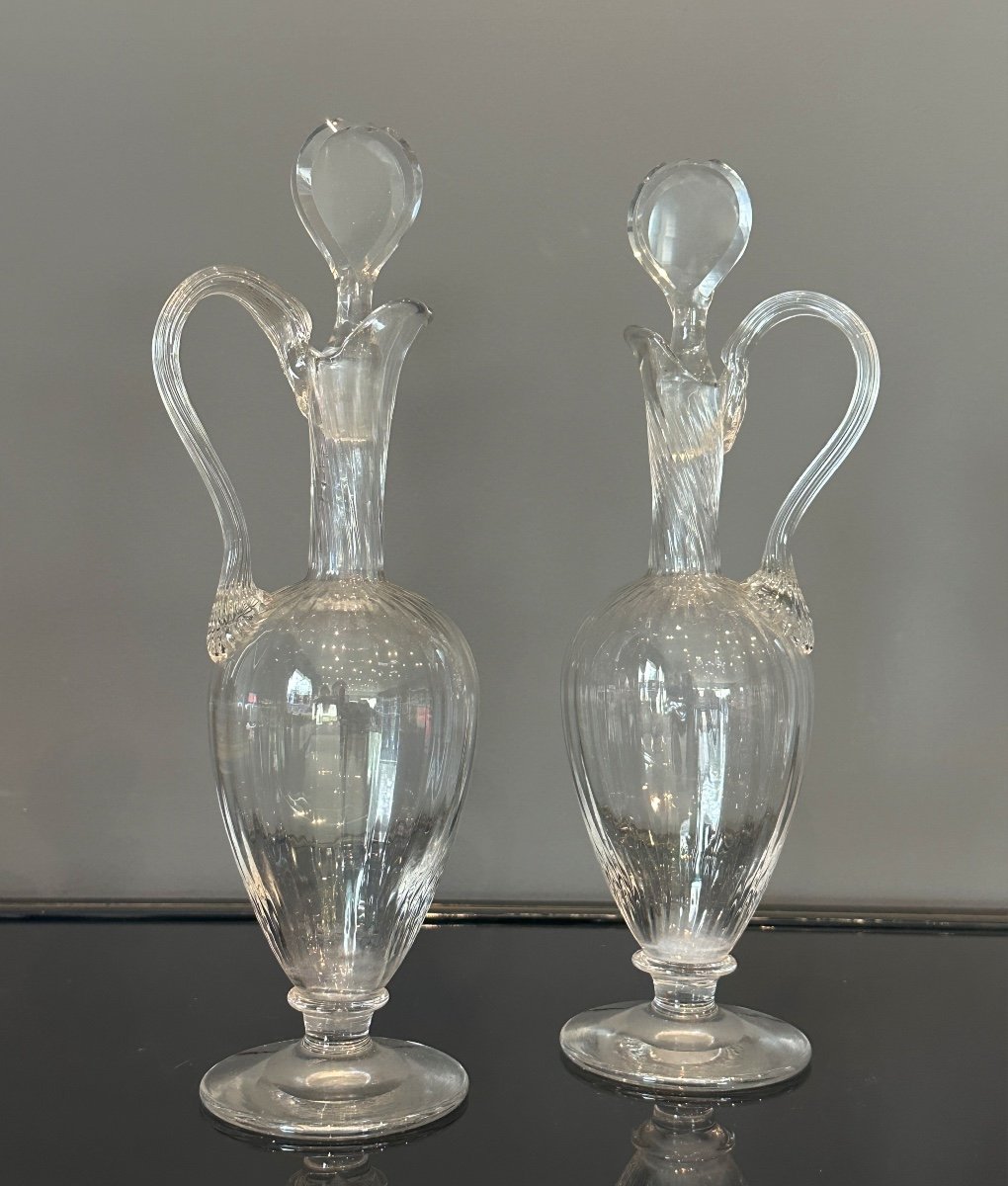 Baccarat, Paire d'Aiguières En Cristal Epoque XIXeme-photo-2