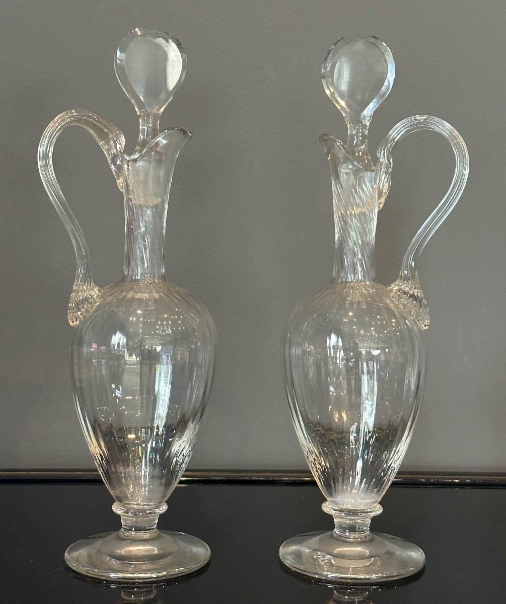 Baccarat, Paire d'Aiguières En Cristal Epoque XIXeme-photo-1