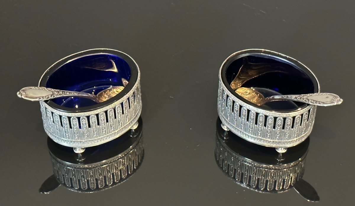 Henri Soufflot, Pair Of Salerons Sterling Silver Nineteenth Time-photo-2