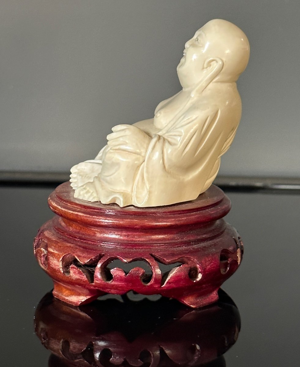 Laughing Buddha Ivory Sculpture Late Nineteenth-photo-4
