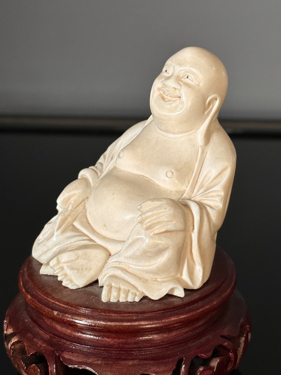 Laughing Buddha Ivory Sculpture Late Nineteenth-photo-1