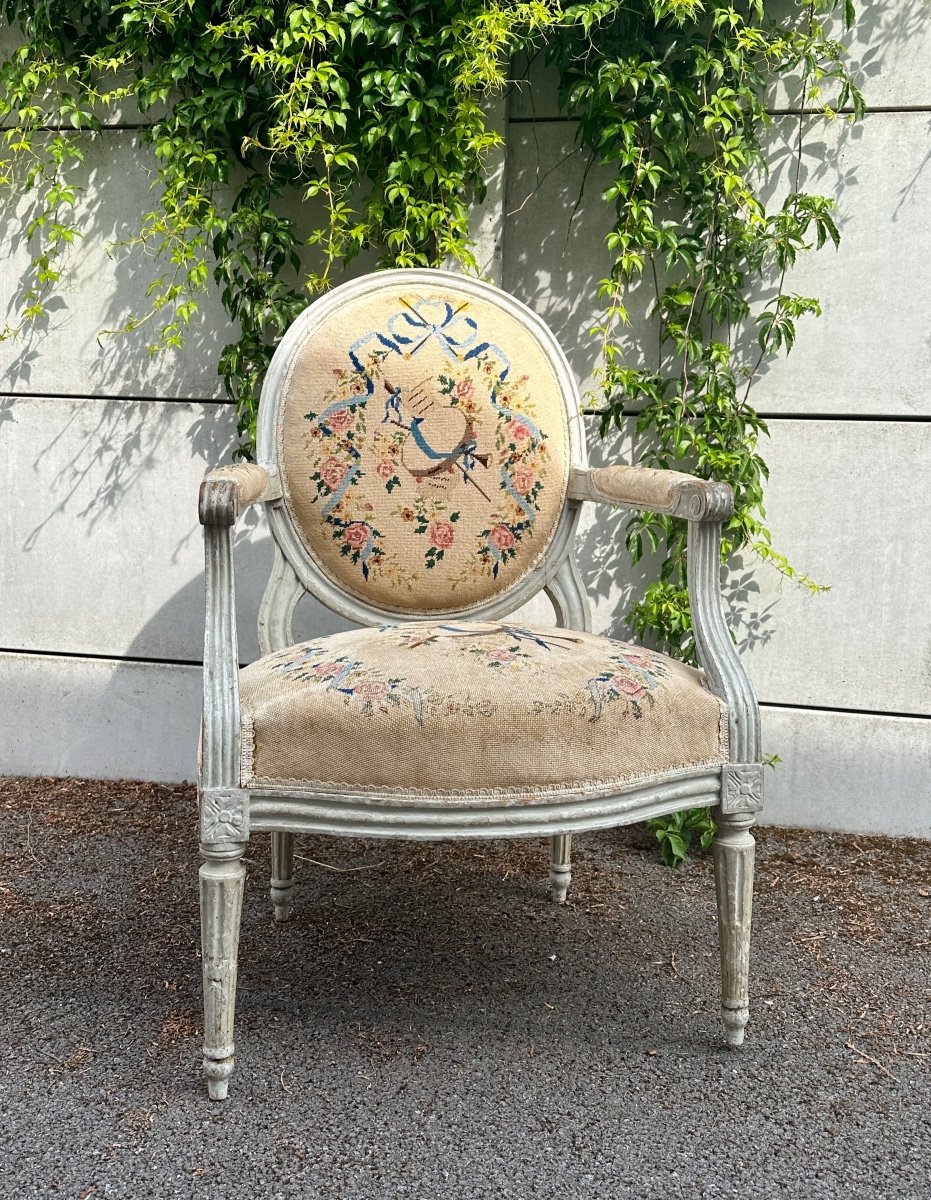 Fauteuil Medaillon d'Epoque Louis XVI-photo-4