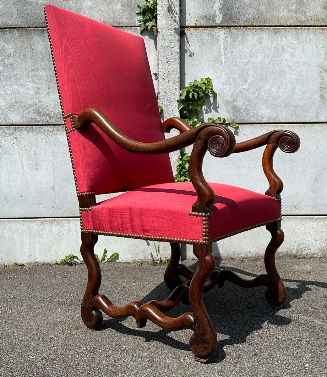 Fauteuil En Noyer d'Epoque Louis XIV XVIIème Siecle-photo-2