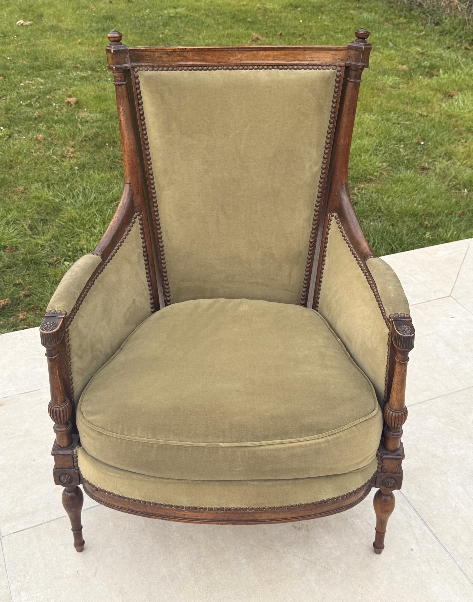 Bergère En Acajou d'Epoque Louis XVI, XVIIIème-photo-3