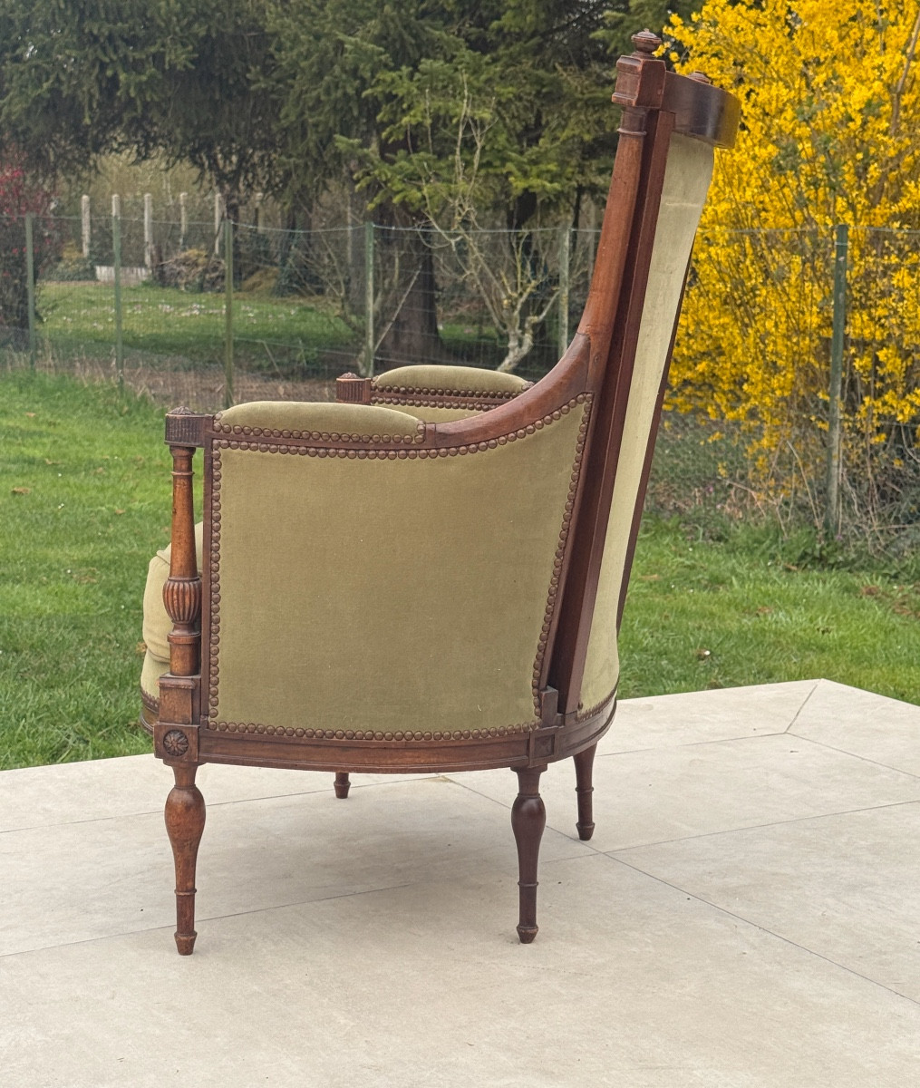 Bergère En Acajou d'Epoque Louis XVI, XVIIIème-photo-2