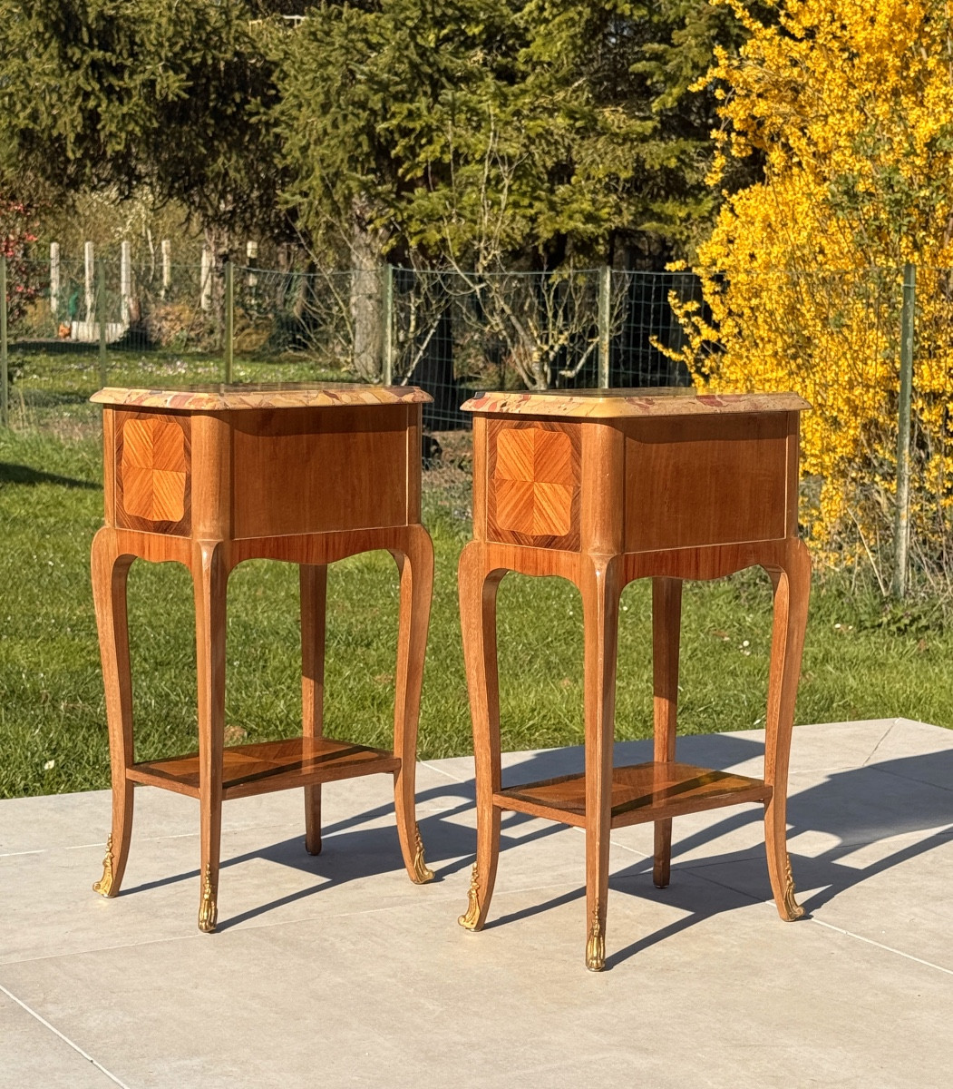 Pair Of Faubourg Work Bedside Tables Circa 1900-photo-3