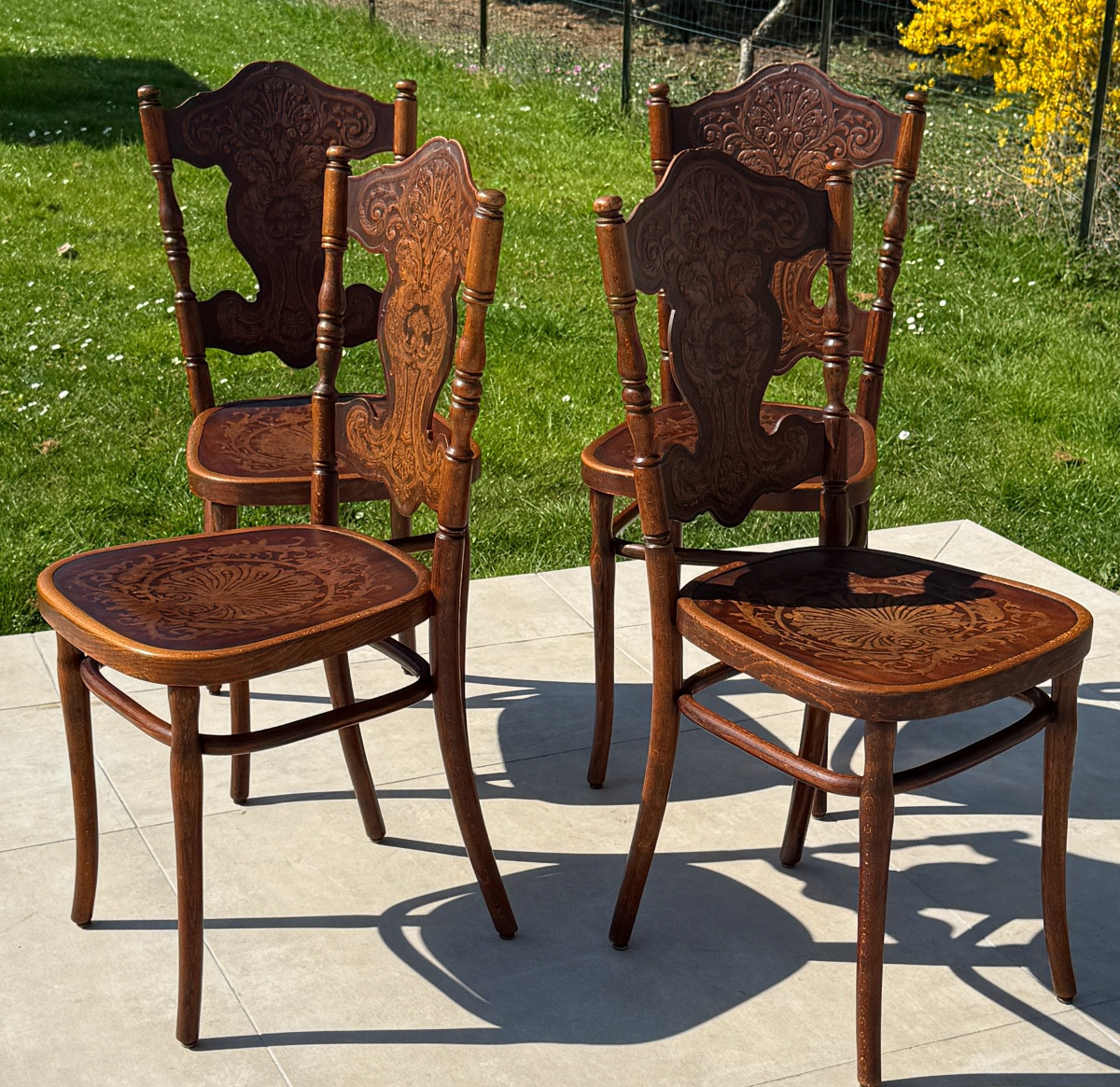 Jacob & Josef Kohn, Set Of 4 "bistro" Chairs Circa 1900-photo-3