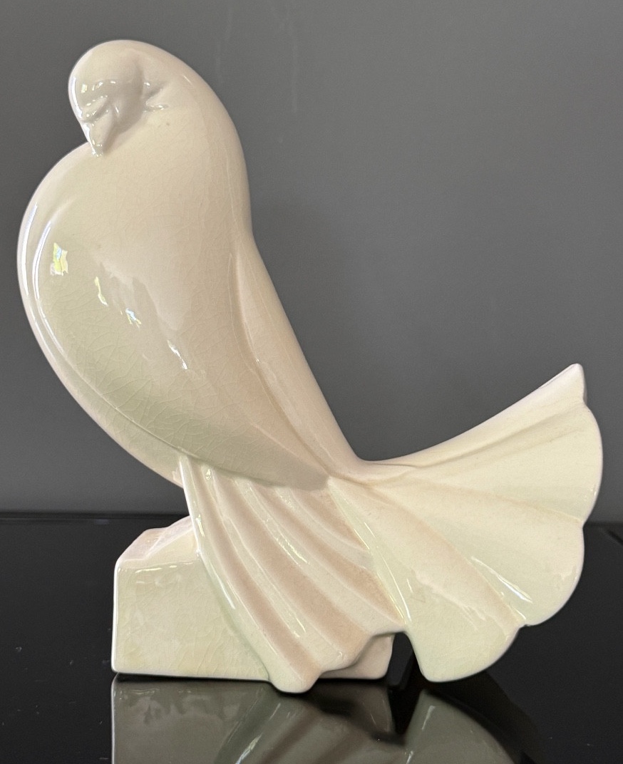 Jacques Adnet, Sculpture Ceramique Emaillée Pigeon Signé (1900 - 1984)