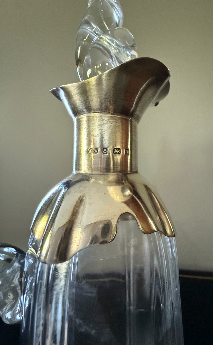 NORTON & WHITE, BIRMINGHAM, CARAFE ARGENT MASSIF ET CRISTAL VERS 1900-photo-4