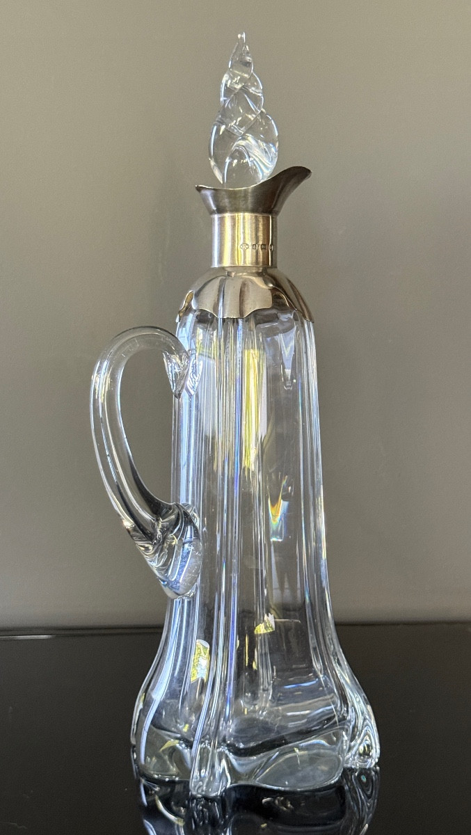 NORTON & WHITE, BIRMINGHAM, CARAFE ARGENT MASSIF ET CRISTAL VERS 1900