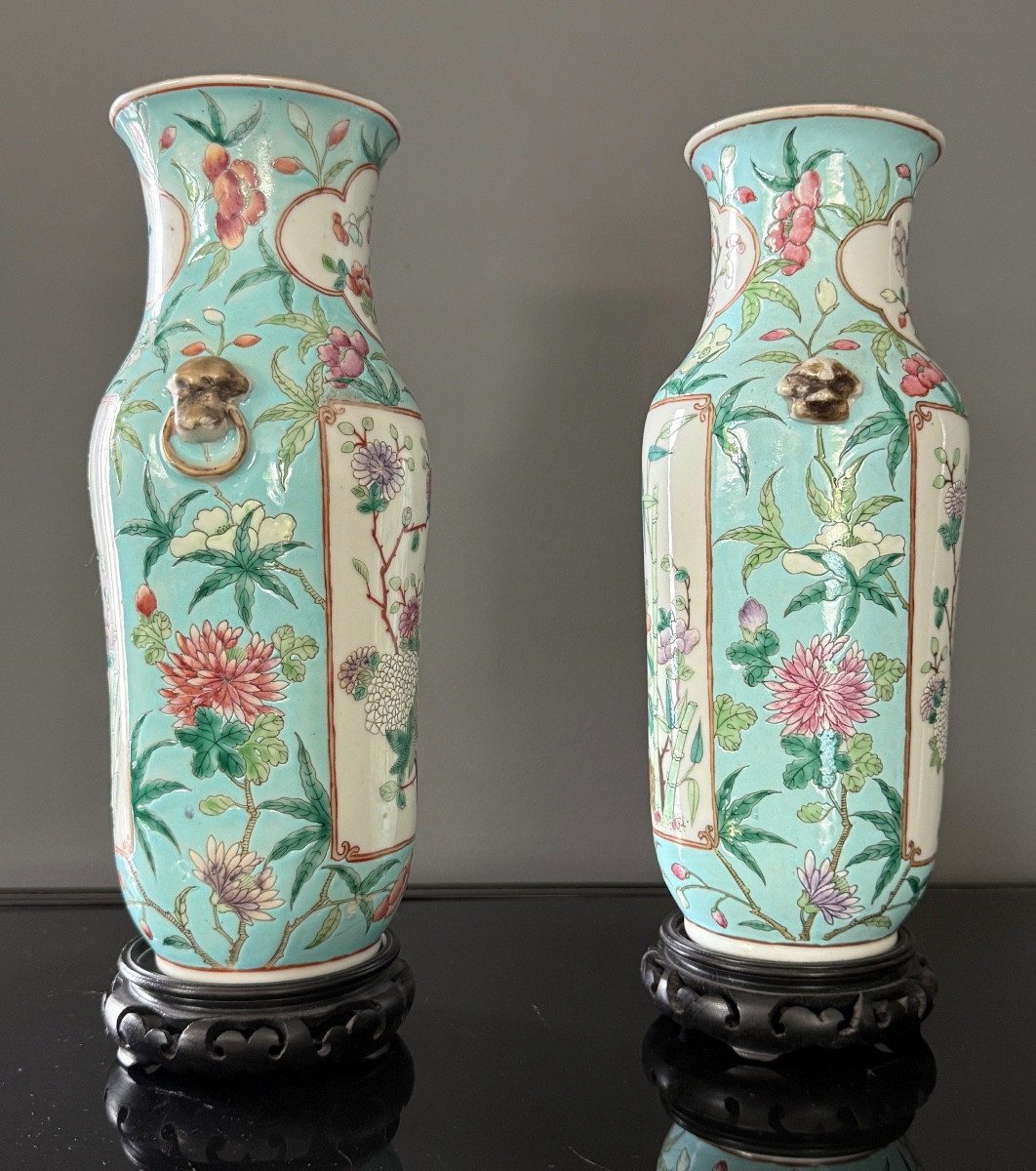 PAIRE DE VASES EN PORCELAINE DE CHINE EPOQUE XIXEME-photo-2