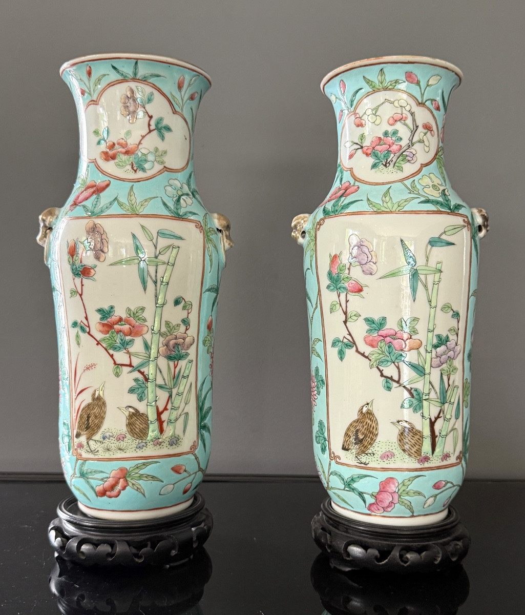 PAIRE DE VASES EN PORCELAINE DE CHINE EPOQUE XIXEME-photo-3