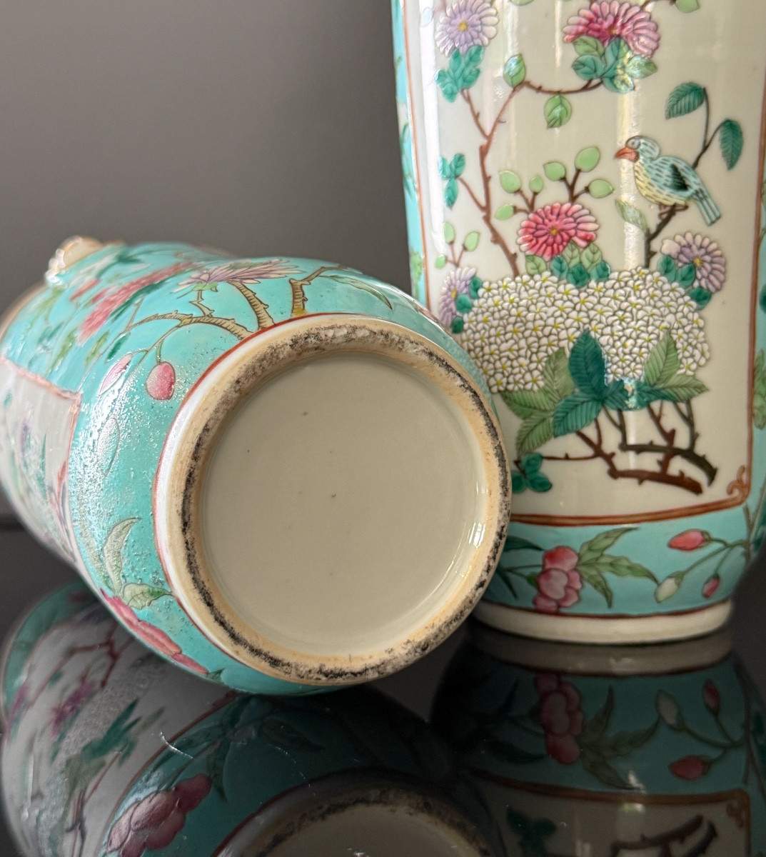 PAIRE DE VASES EN PORCELAINE DE CHINE EPOQUE XIXEME-photo-2