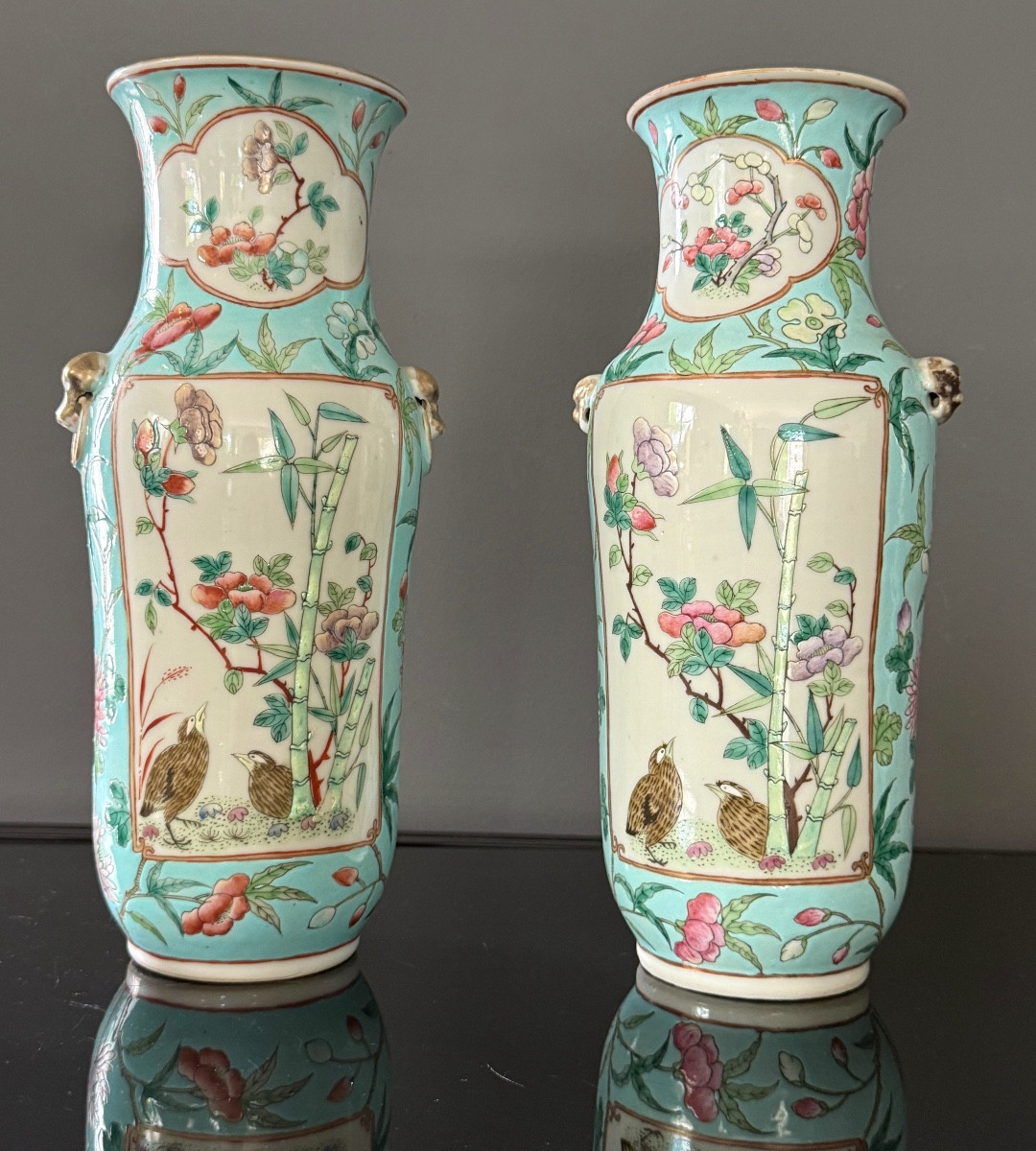 PAIRE DE VASES EN PORCELAINE DE CHINE EPOQUE XIXEME-photo-3