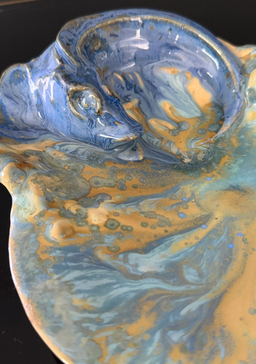 Pierrefonds, Art Nouveau Ceramic Pocket Tray Circa 1925-photo-2