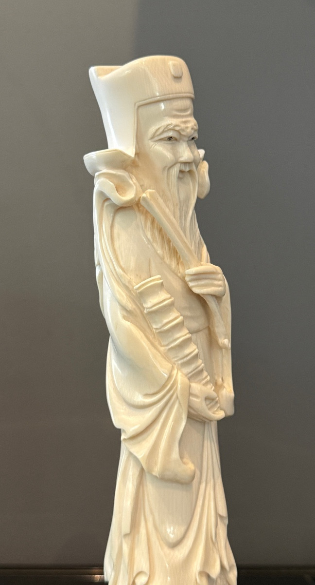CHINE, SCULPTURE IVOIRE SAGE EPOQUE XIXEME-photo-2