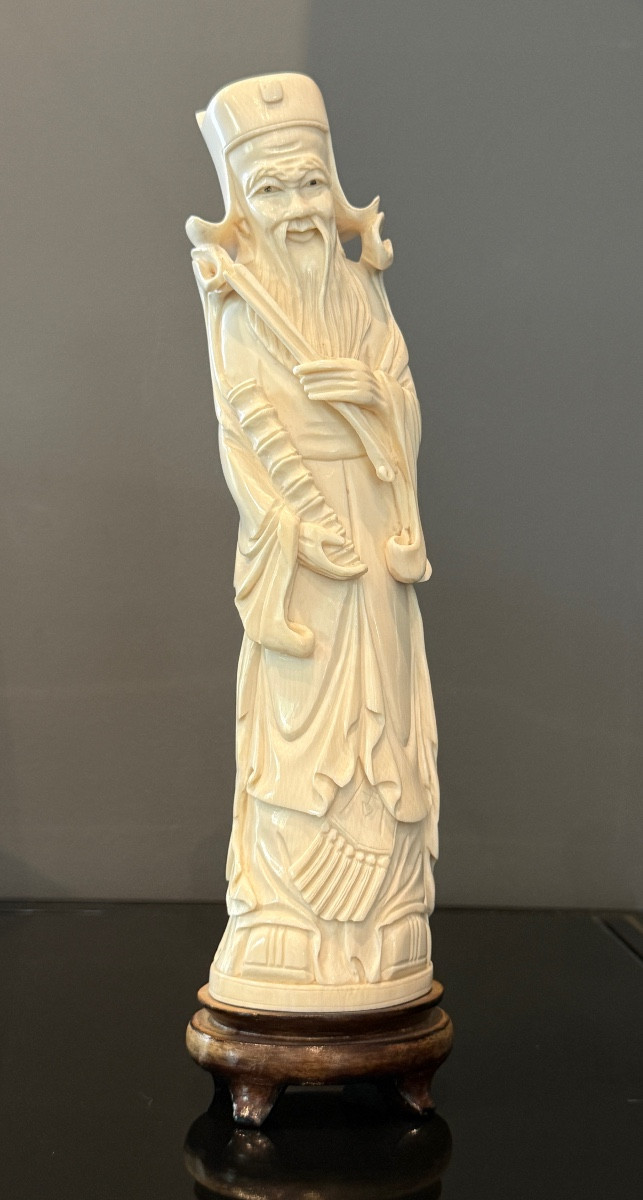CHINE, SCULPTURE IVOIRE SAGE EPOQUE XIXEME