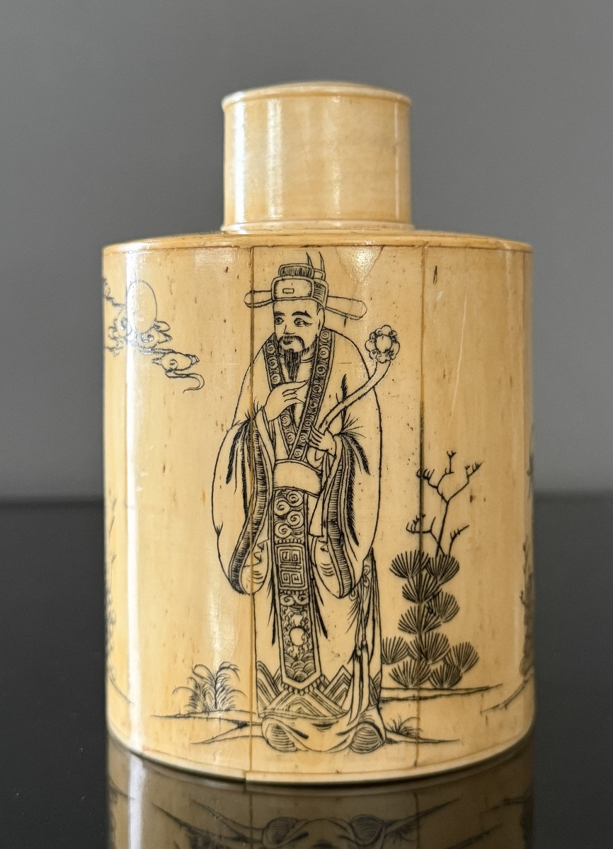 China, Signature Bone Bottle, 19th Century-photo-3