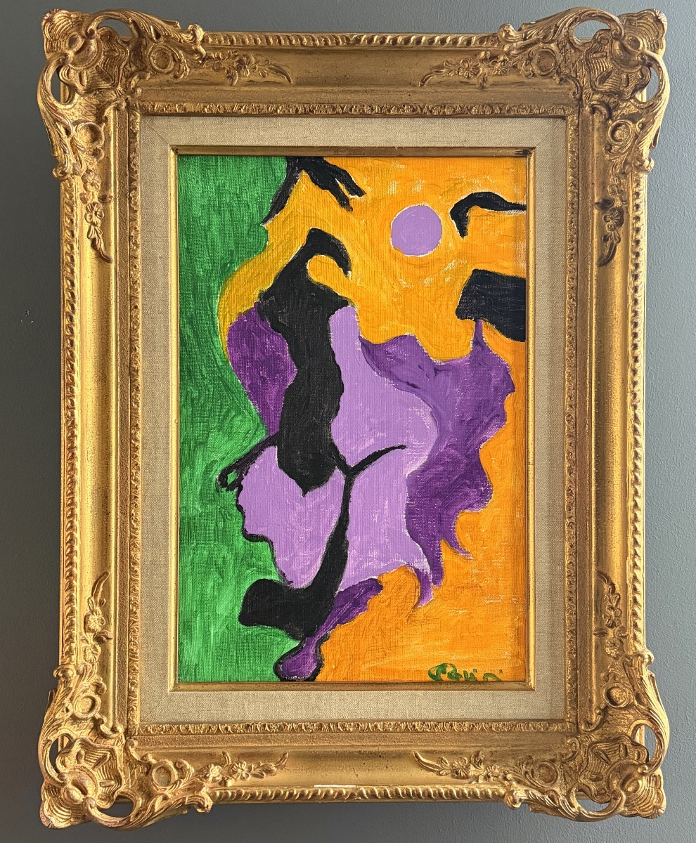 SERGE REGGIANI, ACRYLIQUE SUR TOILE "LA ROUILLE II" SIGNEE (1922 - 2004)-photo-2