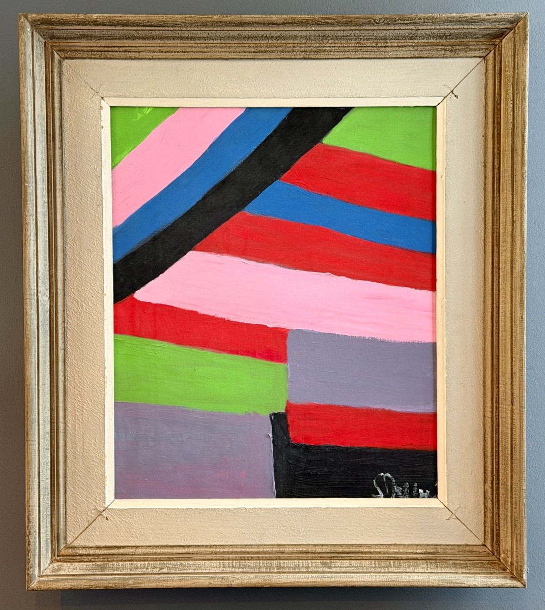 Serge Reggiani, Acrylic On Canvas "variable Geometry" Signed (1922 - 2004)  -photo-1
