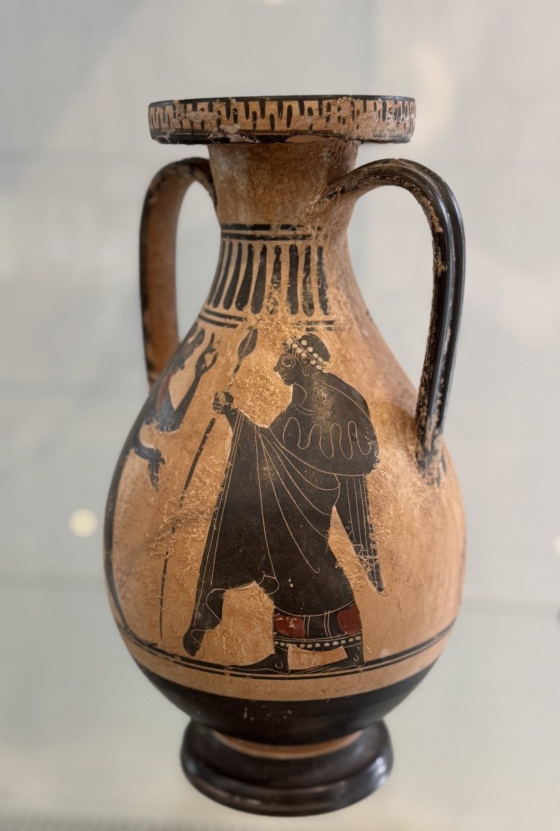 Greek Amphora Vase With Black Figures, 19th Century-photo-3